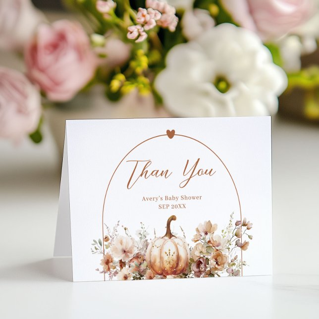 Carte De Remerciements Boho Fall en amour Baby shower Fleur sauvage (Créateur téléchargé)