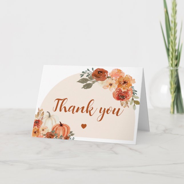 Carte De Remerciements Boho Fall Little Citrouille Automne Baby shower Fl (Devant)