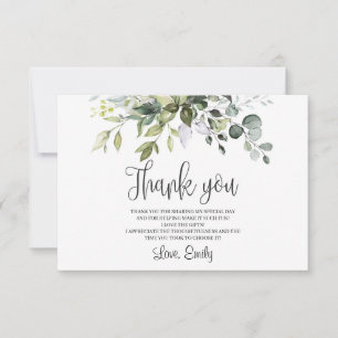 Carte De Remerciements Boho feuillage vert eucalyptus douche nuptiale