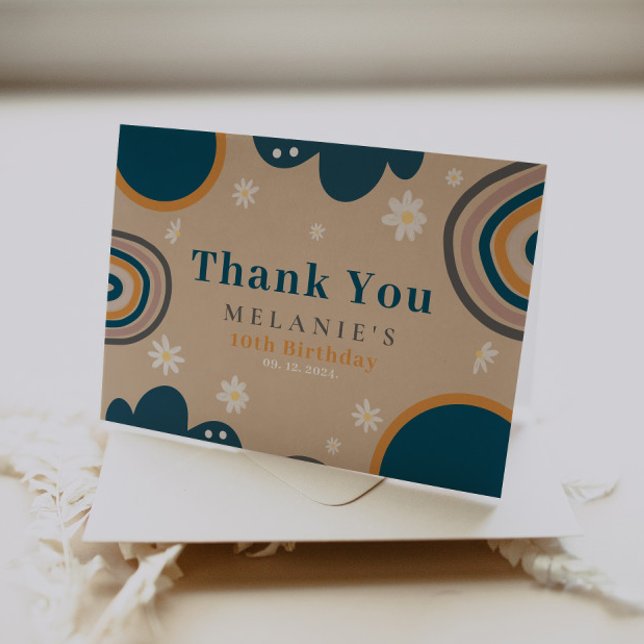 Carte De Remerciements Boho Fleur de Daisy Beige Anniversaire (Créateur téléchargé)