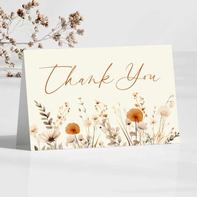 Carte De Remerciements Boho Fleur sauvage Fleurs sauvages Baby shower flo (Créateur téléchargé)