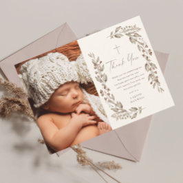 Carte De Remerciements Boho Fleur sauvage Genre Neutre Photo Baptême
