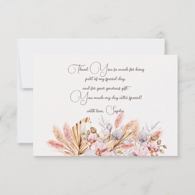 Carte De Remerciements Boho fleurs adulte Anniversaire (Devant)