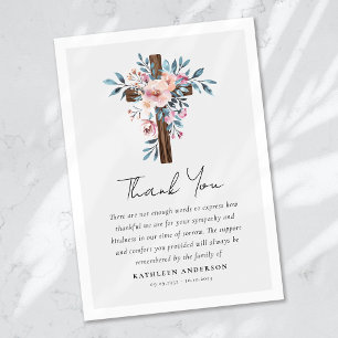 Carte De Remerciements Boho Floral Cross Sympathy Funeral