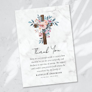 Carte De Remerciements Boho Floral Cross Sympathy Funeral
