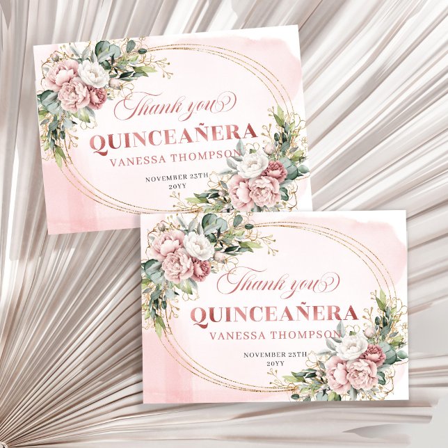 Carte De Remerciements Boho Floral Eucalyptus Thank You Card Blush Pink (Boho Floral Eucalyptus Thank You Card in Blush Pink)