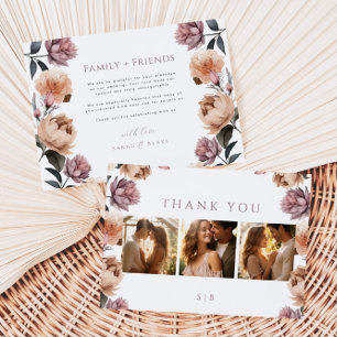 Carte De Remerciements Boho Floral Flat Photo Mariage