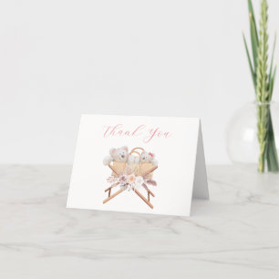 Carte De Remerciements Boho Floral Ours Polaire Bassinet Baby shower