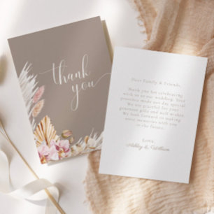 Carte De Remerciements Boho Floral Pampas Grandes   MARIAGE
