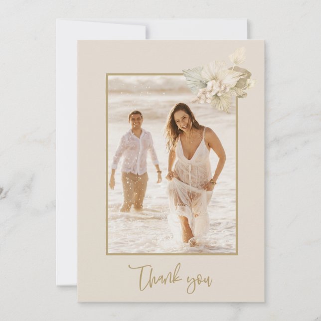 Carte De Remerciements Boho Floral Photo Remerciement de Mariage (Devant)