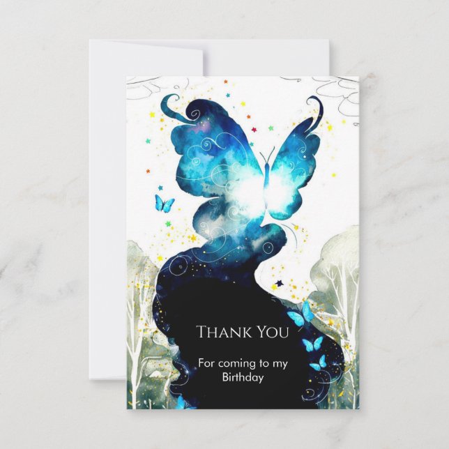 Carte De Remerciements Boho Fun Papillon Anniversaire (Devant)