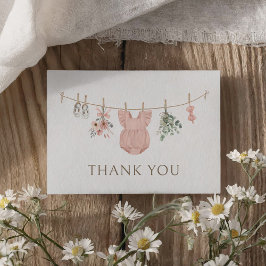 Carte De Remerciements Boho Girl Baby shower de vêtements pour bébé