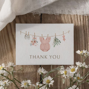Carte De Remerciements Boho Girl Baby shower de vêtements pour bébé