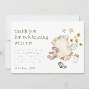 Carte De Remerciements Boho Green Vêtements pour bébés Baby shower neutre