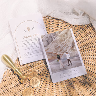 Carte De Remerciements Boho Initials Terracotta Arch & Photo Mariage