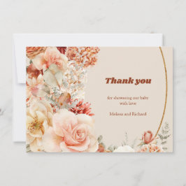 Carte De Remerciements Boho jardin d'automne épices orange beige Baby sho