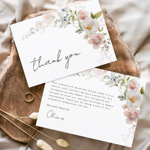 Carte De Remerciements Boho Jardin de Fête de Mariée aux Fleurs Sauvages