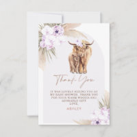 Boho Lilac Arc Floral Highland Vache Baby shower