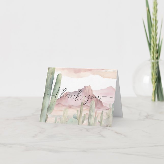 Carte De Remerciements Boho Modern Desert Nature Baby shower de Cactus (Devant)