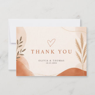 Carte De Remerciements Boho Modern Simple Typography Terracotta Weddingg