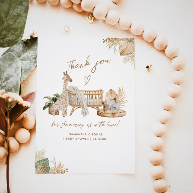 Carte De Remerciements Boho Moderne Coeur Baby shower neutre genre (Créateur téléchargé)