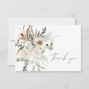 Carte De Remerciements Boho Palm Feuille Eucalyptus & Flore Beige