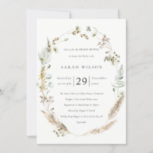 Carte De Remerciements Boho Palm Pampas Fête des mariées Floral Invitatio