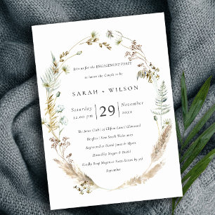 Carte De Remerciements Boho Palm Pampas Grass Fiançailles Floral Invitati