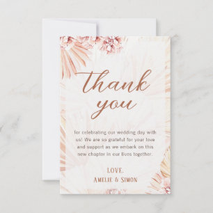 Carte De Remerciements Boho Pampas Grass Bohème Floral Blush Terracotta
