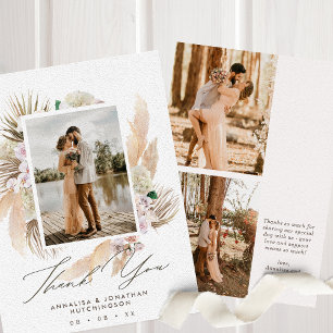 Carte De Remerciements Boho Pampas Grass Multi Photo Mariage