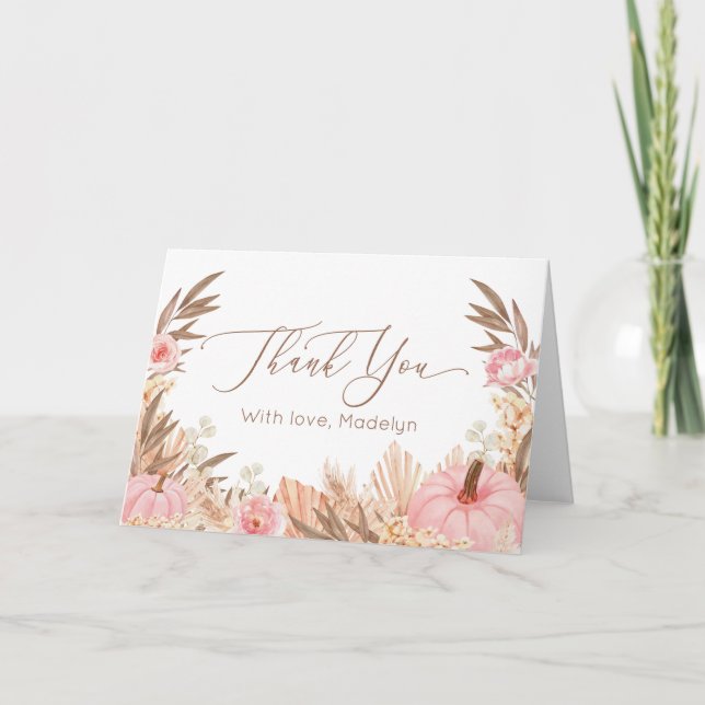 Carte De Remerciements Boho Pampas Grass Pumpkin thank you card (Devant)