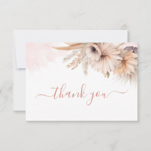 Carte De Remerciements Boho Pampas Herbe Floral Baby shower du désert
