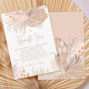 Carte De Remerciements Boho pampas herbe sexe neutre chic baby shower