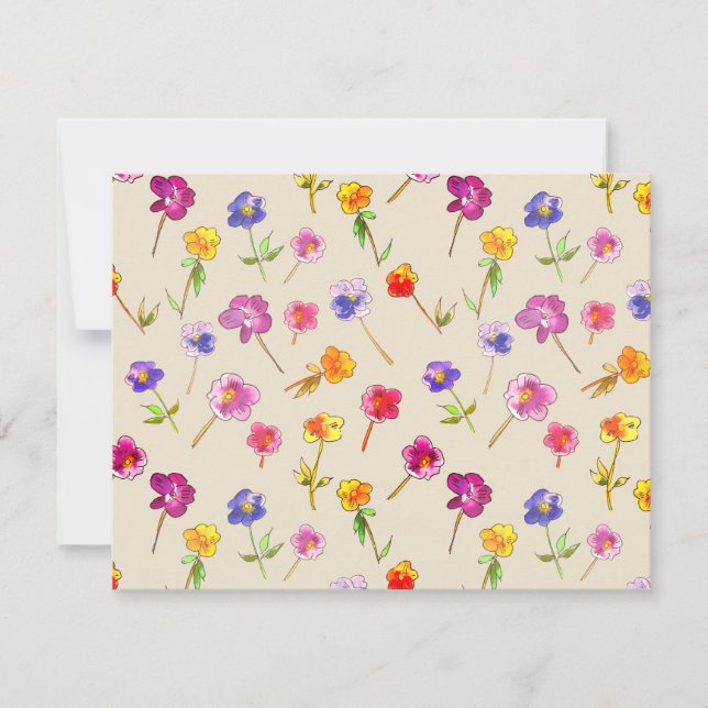 Carte De Remerciements Boho Pansies Fleur sauvage à la main (Devant)