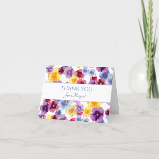 Carte De Remerciements Boho Pansy Fleur sauvage mignonne Élégante fête d'