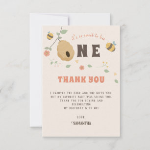 Carte De Remerciements Boho Premier jour d'abeille 1er anniversaire d'abe