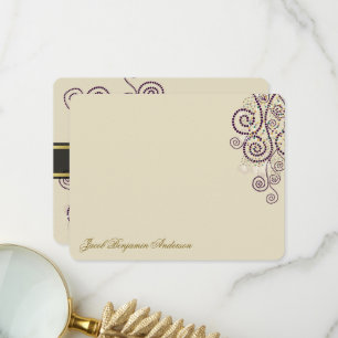 Carte De Remerciements Boho Purple Dots & Spirales Elégant Bar/Bat mitzva