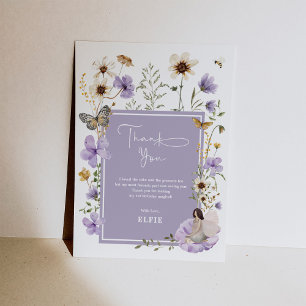 Carte De Remerciements Boho Purple Fairy Fleur sauvage Garden Girl Annive