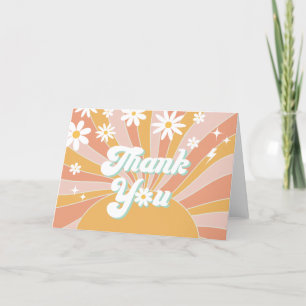 Carte De Remerciements Boho Retro Daisy Sunshine Floral