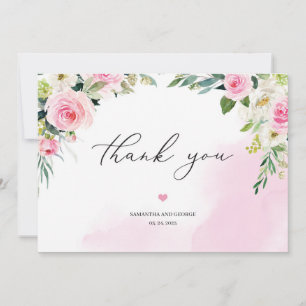 Carte De Remerciements Boho romantique à eucalyptus vert rose doux