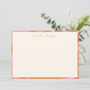 Carte De Remerciements Boho Rose Orange Abstrait Marbre Nom Personnalisé