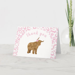 Carte De Remerciements Boho rose sucré Saint vache Floral Girl Baby showe