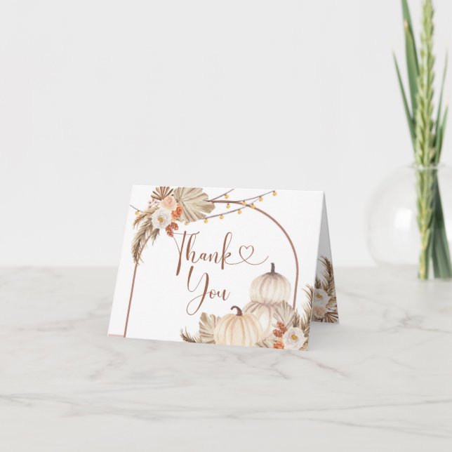 Carte De Remerciements Boho Rustic Citrouille Fall in Love Fold'amour Car (Devant)