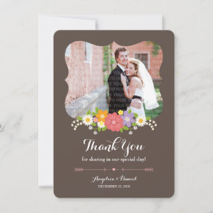 Carte De Remerciements Boho Rustic Floral Mariage