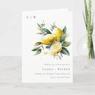 Carte De Remerciements Boho Rustique Aquarelle Jaune Citron Jaune Mariage
