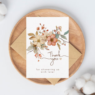 Carte De Remerciements Boho rustique Cottagecore Fleur sauvage Aquarelle