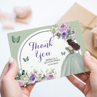 Boho Sage Lilac Floral Princesse Quinceañera