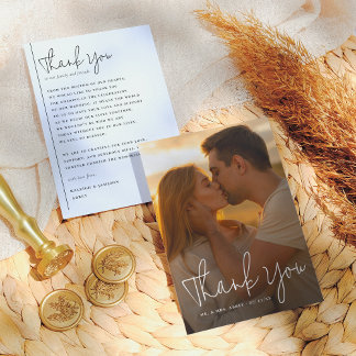 Carte De Remerciements Boho Script & Typographie classique Mariage photo