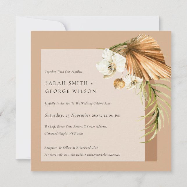 Carte De Remerciements Boho séché Palm rouille Flore Arch Mariage Inviter (Devant)