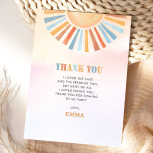 Carte De Remerciements Boho Sunshine Soleil Terre Cuite Anniversaire